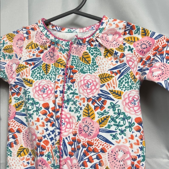 Mud pie pink floral one piece cotton jumpsuit size 0-3 months Pit - Picture 2 of 11